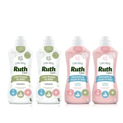 Kit 2L Lava Roupas Líquido Ruth Care Baby Xodozinho + 2L Amaciante Diluído Baby Care Colinho da vovó Ruth