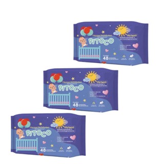 Pitoco Toalhas Umedecidas Hipoalergênicas/Lenço 48 Unidades kit com 3 un