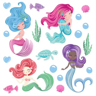 Adesivo de Parede Sereias Coloridas 20 un Cobre 1m² em Oferta na Shopee