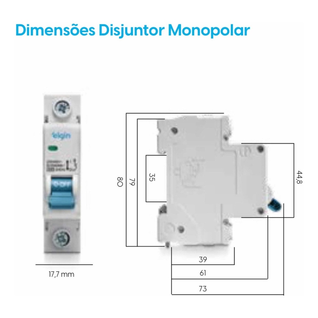 Disjuntor Monopolar Elgin 6a 10a 16a 20a 25a 32a 40a 50a 63a — imagem 2 de 2