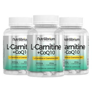 Kit 3x L Carnitina 2000mg C/ Coenzima Q10 Coq10 20mg 3 Mêses Nutrilibrium