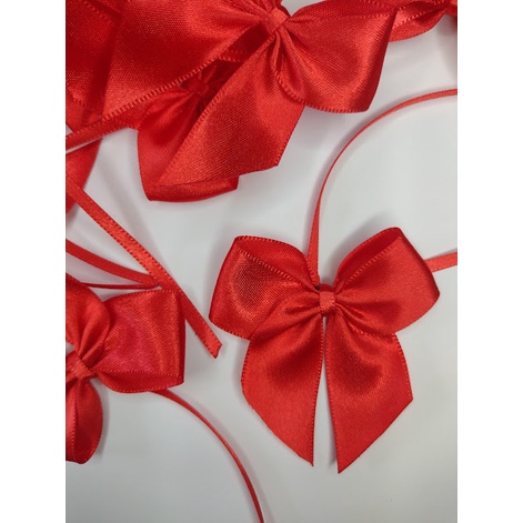 Laço Lacinho de Cetim Nº5 Plus 6x6cm com Fita para amarração - 100 unidades- Decorações de doces, mesas, bolas e esferas acrílicas, caixa milk, personalizados e lembrancinhas