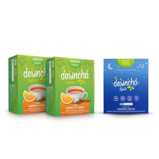 Kit 02 Chás Desinchá Laranja c/ Canela + Desinchá Noite 7 Sachês (27 sachês)