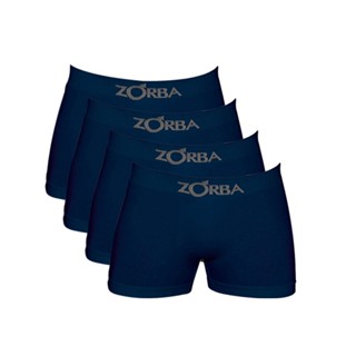 Kit 4 Cuecas Boxer Zorba Algodão Azul Sem Costura 781