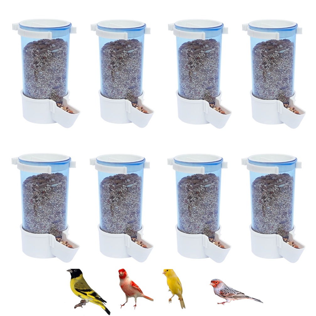 COMEDOURO AZUL MALHA FINA 220G  SEMENTES KIT C/8 UN AVES E PASSAROS