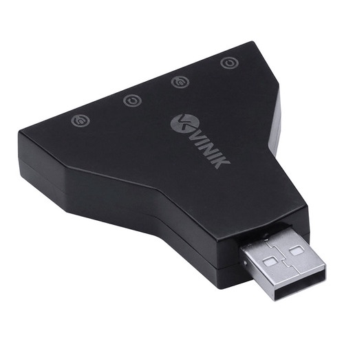Placa de Som Adaptador USB para Som 7.1 Virtual 4 Portas P2 Vinik A4PUSBM