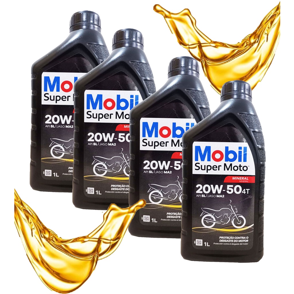 Kit Óleo Mobil 20w50 Mineral Super Moto 4 Tempos 4 Unidades em Oferta na Shopee