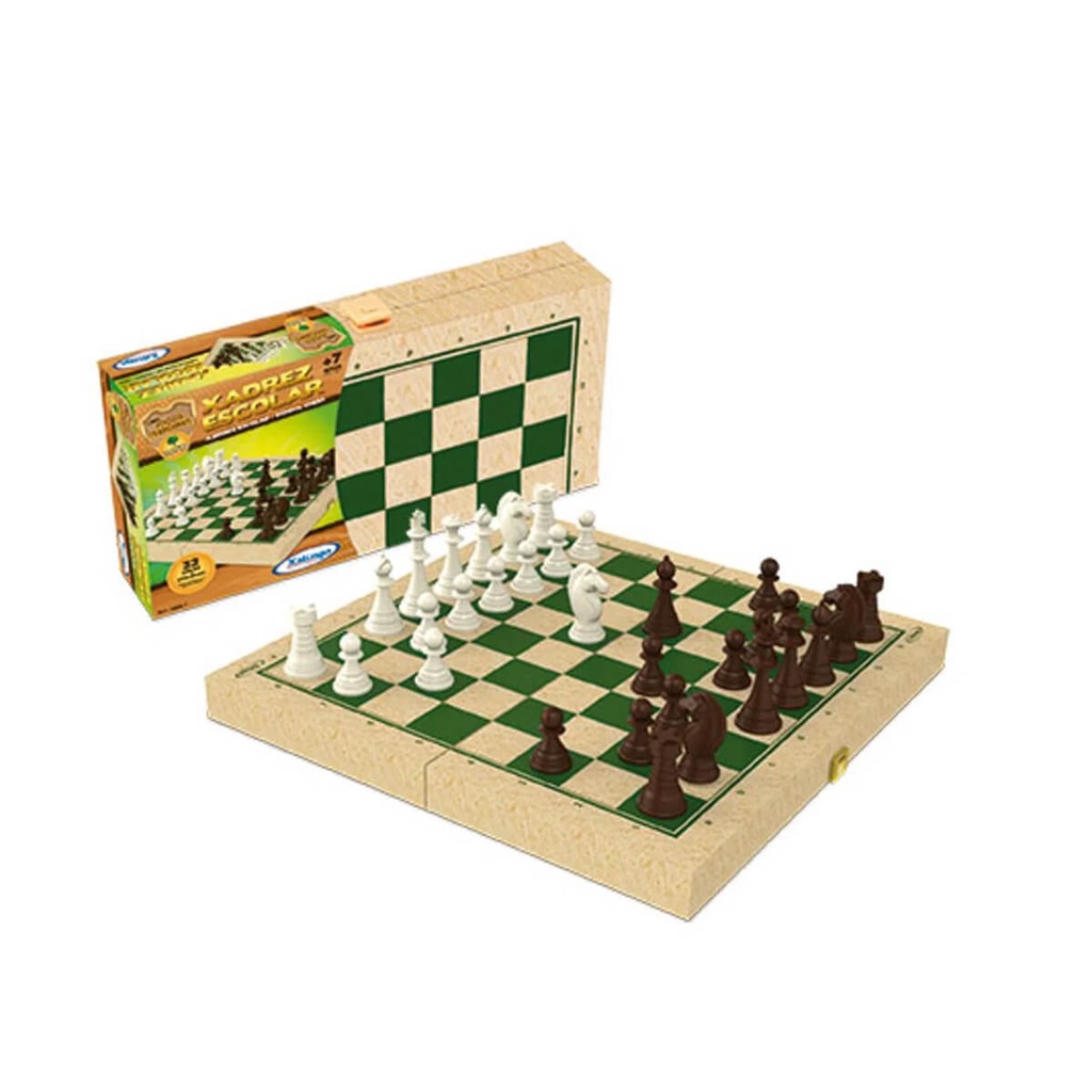 Jogo de Xadrez Escolar Xalingo Oficial - Brinquedo Pedagógico - 6008.7 em Oferta na Shopee