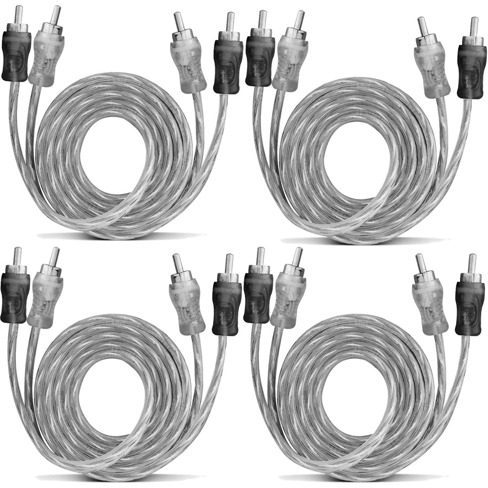 Kit 4 Cabo RCA 1 Metro Dupla Blindagem Injetado 4mm Preto Som Automotivo Conectores Duplos De Alta Pressão Caixa Bob Paredão em Oferta na Shopee