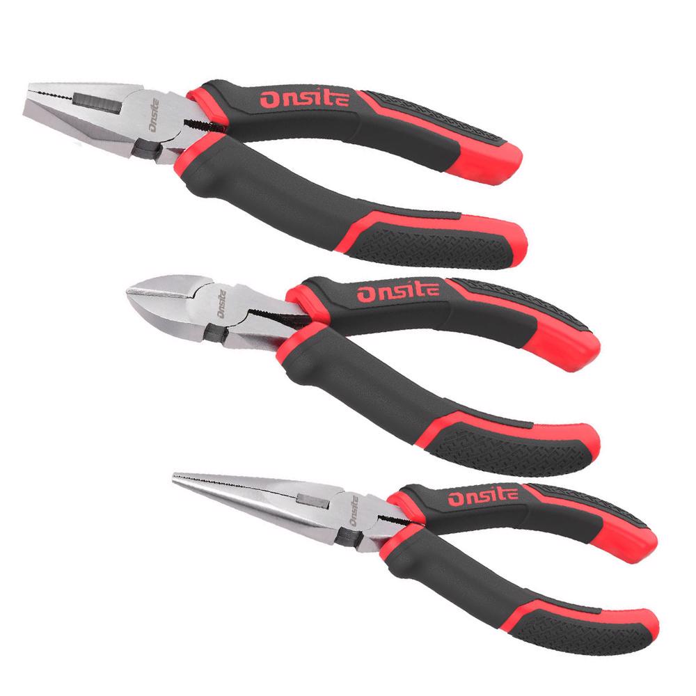 Jogo de Alicates 03 Peças (Universal / Diagonal / Meia Cana) Onsite em Oferta na Shopee