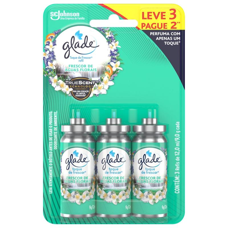 Odorizador de Ambiente Glade Águas Florais Toque de Frescor Refil 12ml Leve 3 Pague 2 Unidades - Home & Living