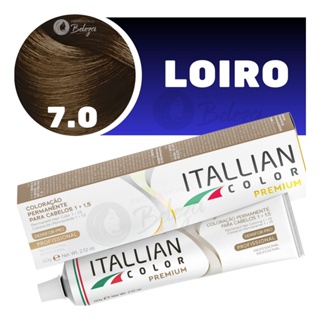 Tinta Coloração Itallian Color Professional 60g Louro 7 em Oferta na Shopee