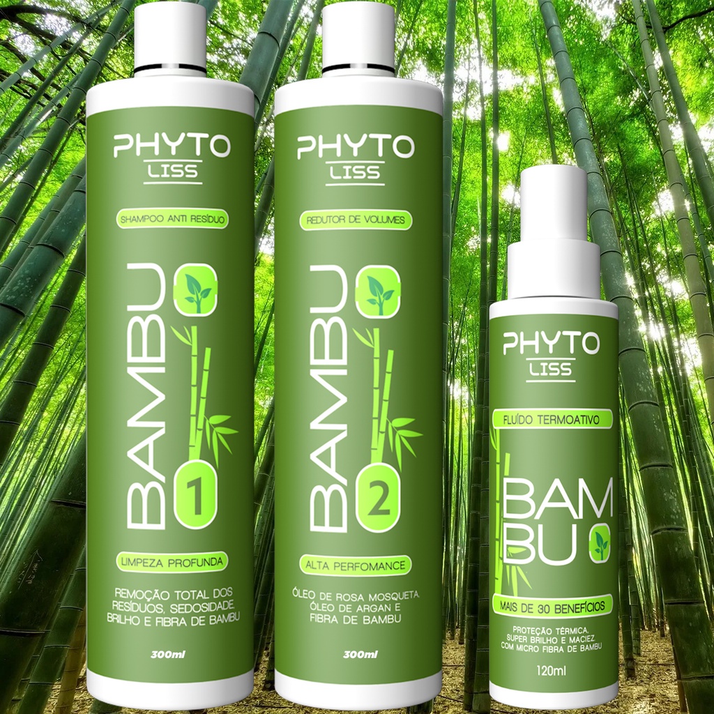 Kit Fibra de Bambu Selagem Sem Formol Orgânica | Phyto Liss 300ml + Protetor Térmico