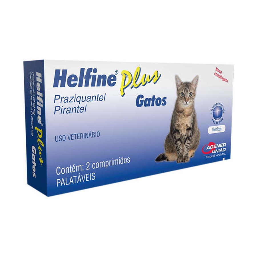 Vermífugo para Gatos Helfine Plus 2 Comprimidos Agener União em Oferta na Shopee