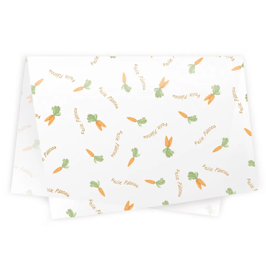 Papel De Seda 49 x 69 cm - Cenourinha  - 10 unidades - Cromus Páscoa - Rizzo Distribuidora
