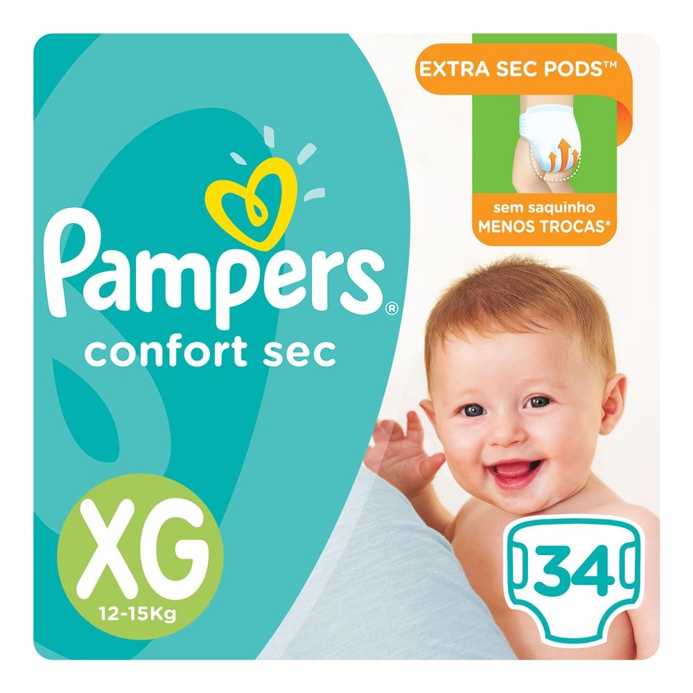 Fralda Pampers Confort Sec XG com 34 unidades