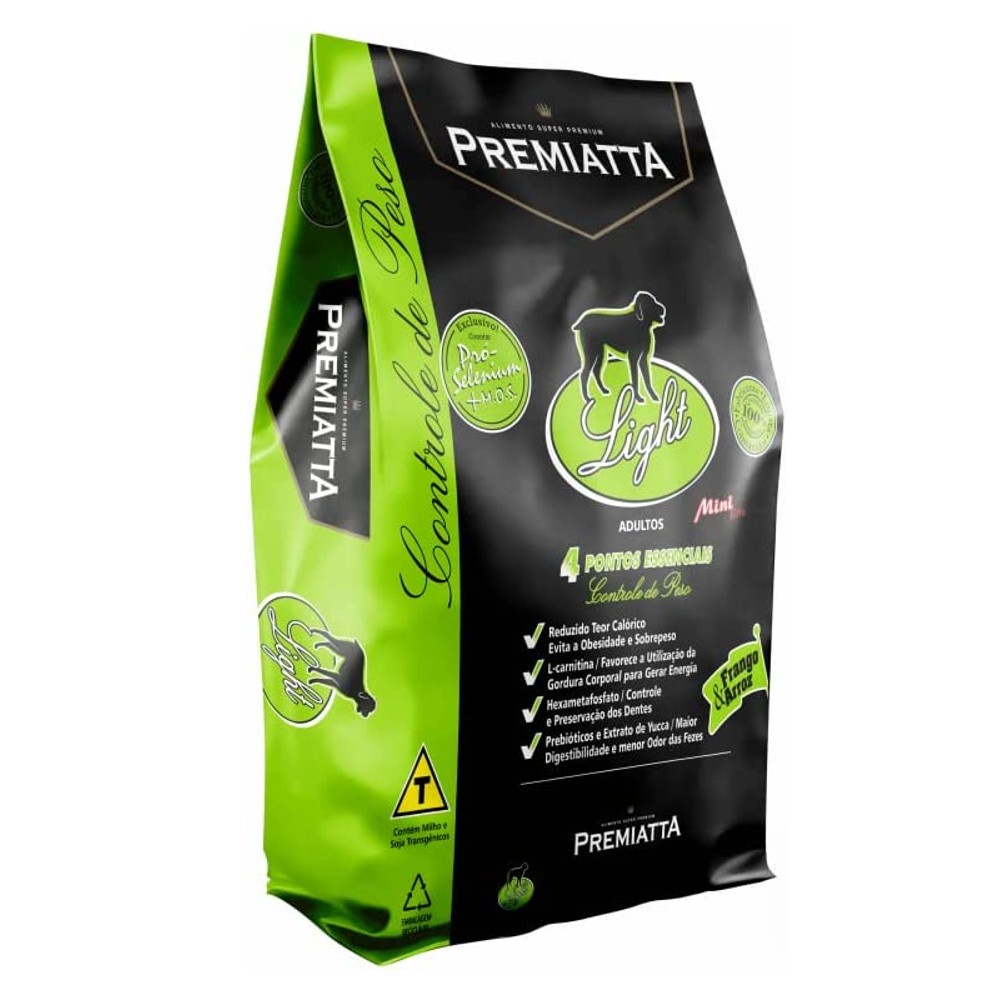 Ração Premiatta Nutricare Light Cães Adultos Médios e Grandes Sabor Frango e Arroz 15kg