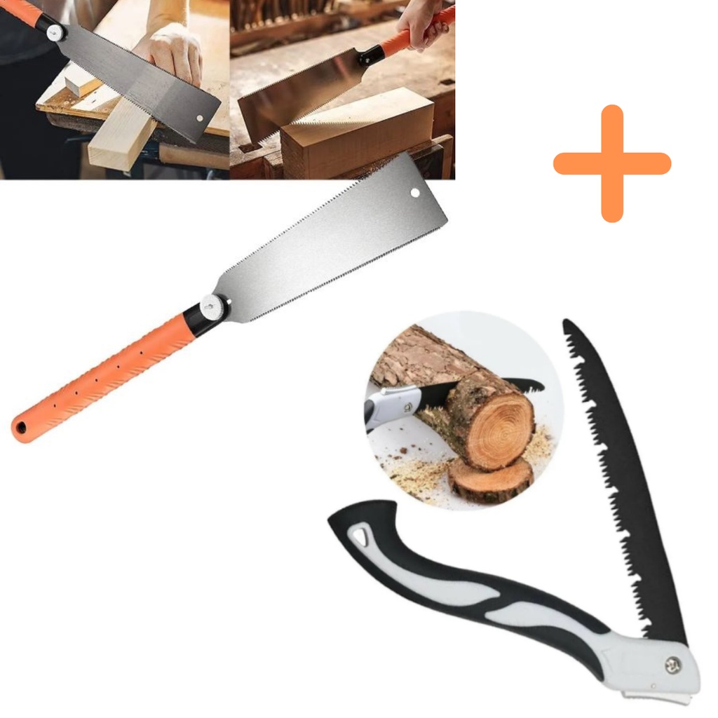 Serrote Japonês Ryoba + Serra Dobrável Poda Serrar Galhos Madeiras Drywall Marcenaria Profissional