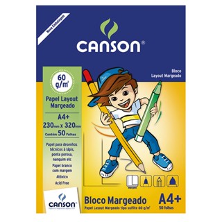 Bloco layout margeado A4+ 60g com 50 folhas Canson