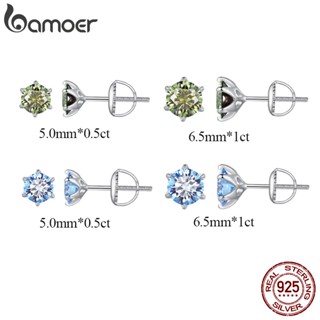 Bamoer 925 Prata Esterlina 2 Tamanhos Moissianita Azul E Verde Brincos Moda Jóias Presentes De Casamento Para Mulheres MSE025