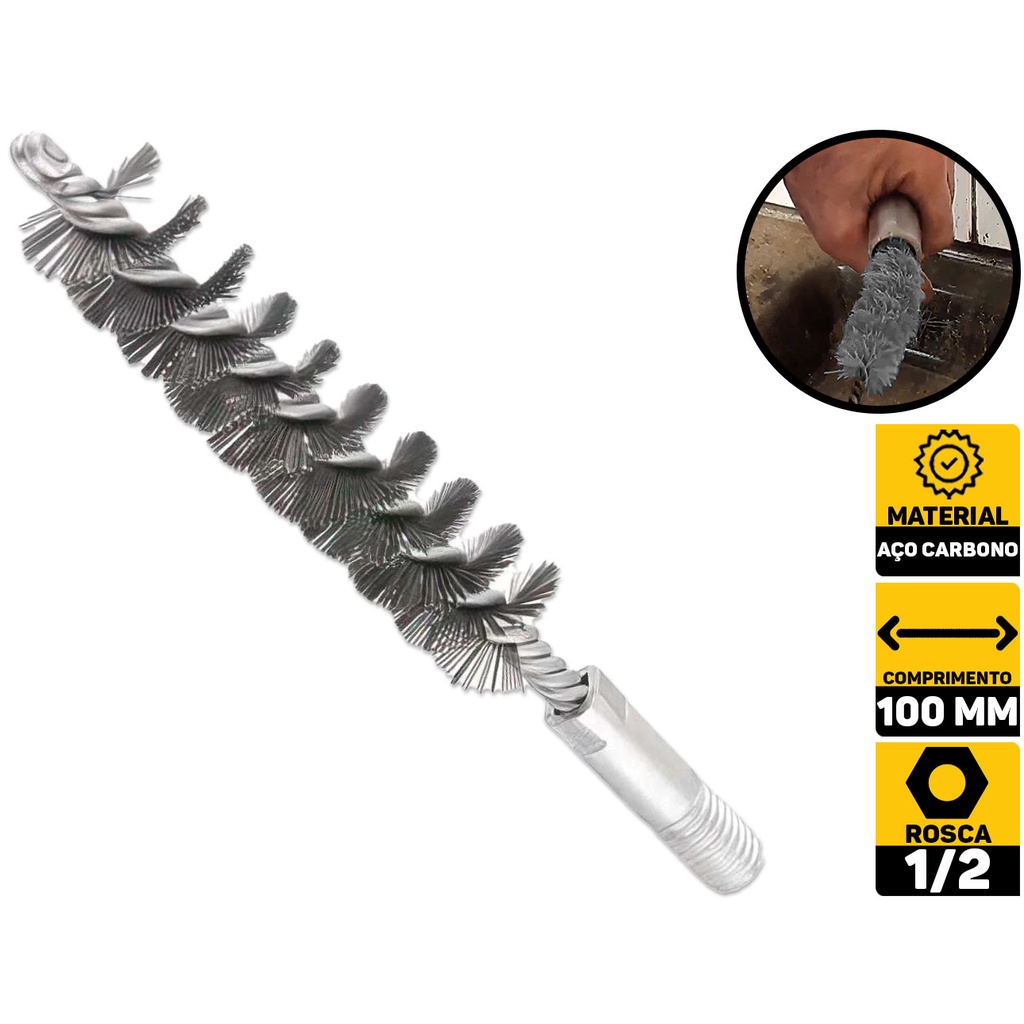 Escova Tubular 1/2 Esmeril Chicote Aço Carbono Vonder 6325012000 em Oferta na Shopee