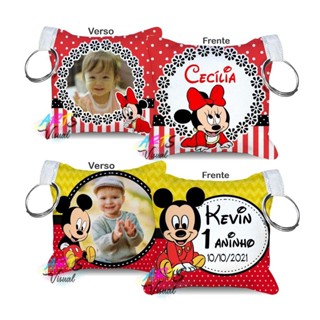 KIT 15 CHAVEIROS DE ALMOFADA LEMBRANCINHAS MICKEY E MINIE BABY