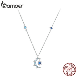 Bamoer 925 Silver Sterling Moon E Star Burst Necklace Jóias De Moda Para Mulheres em Oferta na Shopee