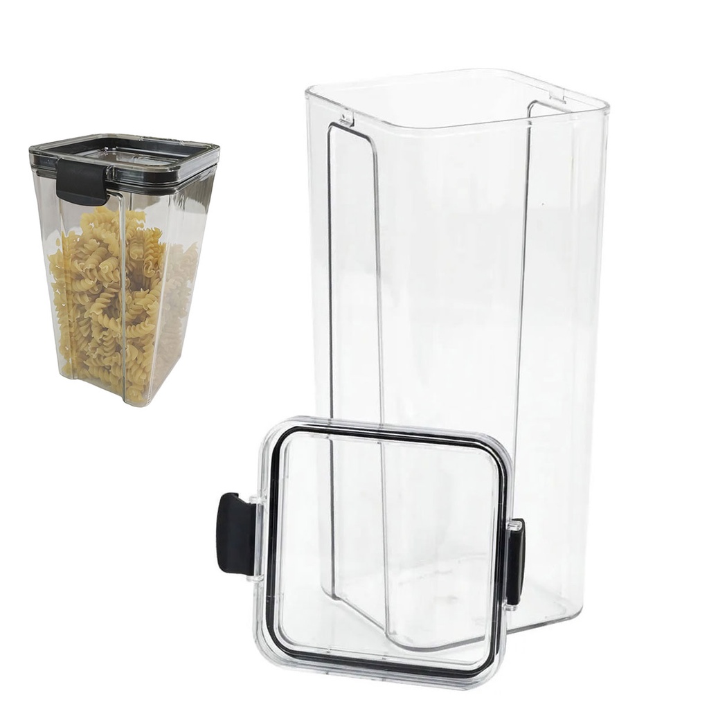 Pote Hermetico Conserva Veda Tampa Armazenamento 1300ml Acrilico Transparente Cozinha Armario Alimento Tempero Mantimento  Multiuso Empilhavel Organizaçao  Resistente
