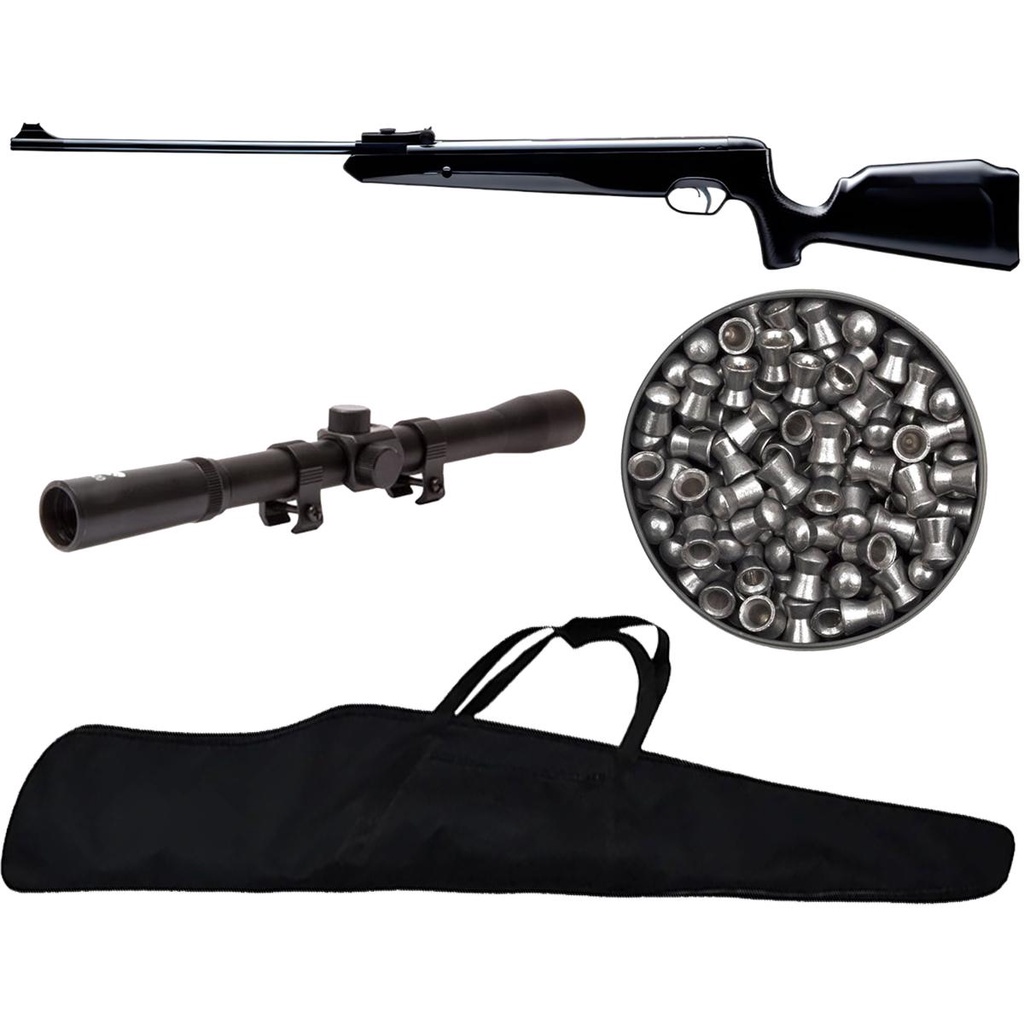 Carabina de Pressão Naja 5.5mm Pistão Nitro 60kg - Tag + Chumbo + Capa + Luneta 4x20
