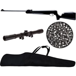 Carabina de Pressão Naja 5.5mm Pistão Nitro 60kg - Tag + Chumbo + Capa + Luneta 4x20