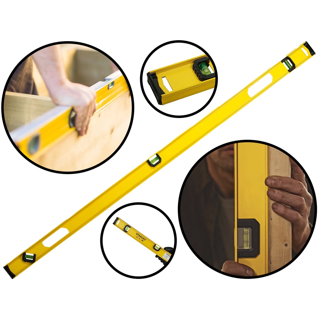 Nível Profissional Amarelo 3 Bolhas 120cm Régua De Prumo Stanley STHT42076-LA