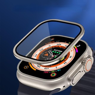 Pára-Choques Metálicos + Vidro Temperado Para Relógio Apple Watch Ultra 49mm Colorido Acessórios Protetor De Tela Anti-Riscos HD Filme Completo iWatch