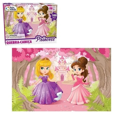 Quebra Cabeça das Princesas com 100 Peças Educativo aprender