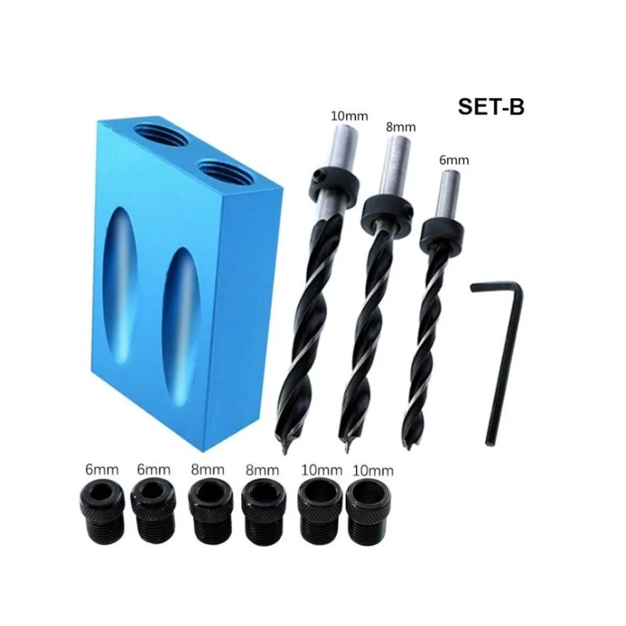 Conjunto Perfuração 14 pcs Furos Oblíquos Gabarito + Brocas