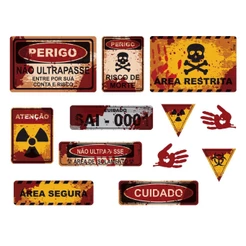 Decoração Halloween de Terror 2 Placas em EVA Painel com Sangue