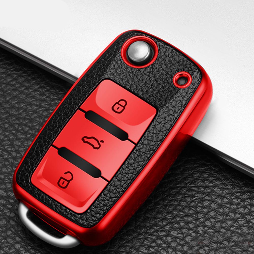 TPU Capa Para Carro De Couro Volkswagen VW Bora Polo Tiguan Jetta Passat B5 B6 B7 Carocha De Golfe Skoda Octavia