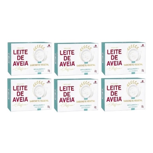 Kit 6 Sabonete Vegetal Leite De Aveia Fragrâncias Davene