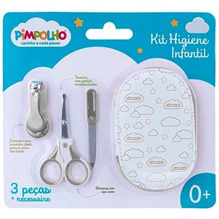 Kit Higiene Infantil Pimpolho Cortador Tesoura Lixa com Necessaire
