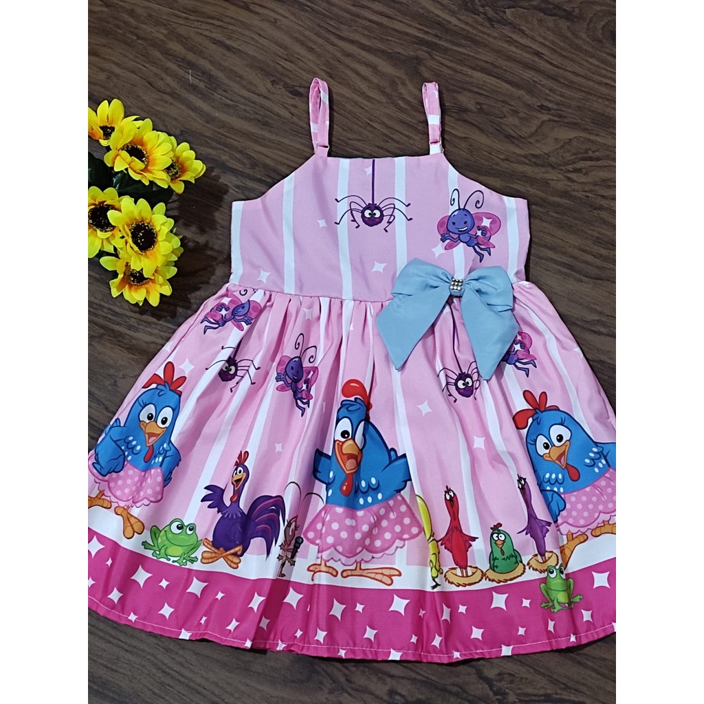 Vestido Infantil Alcinha Galinha Pintadinha Tematico Festa Aniversario em Oferta na Shopee