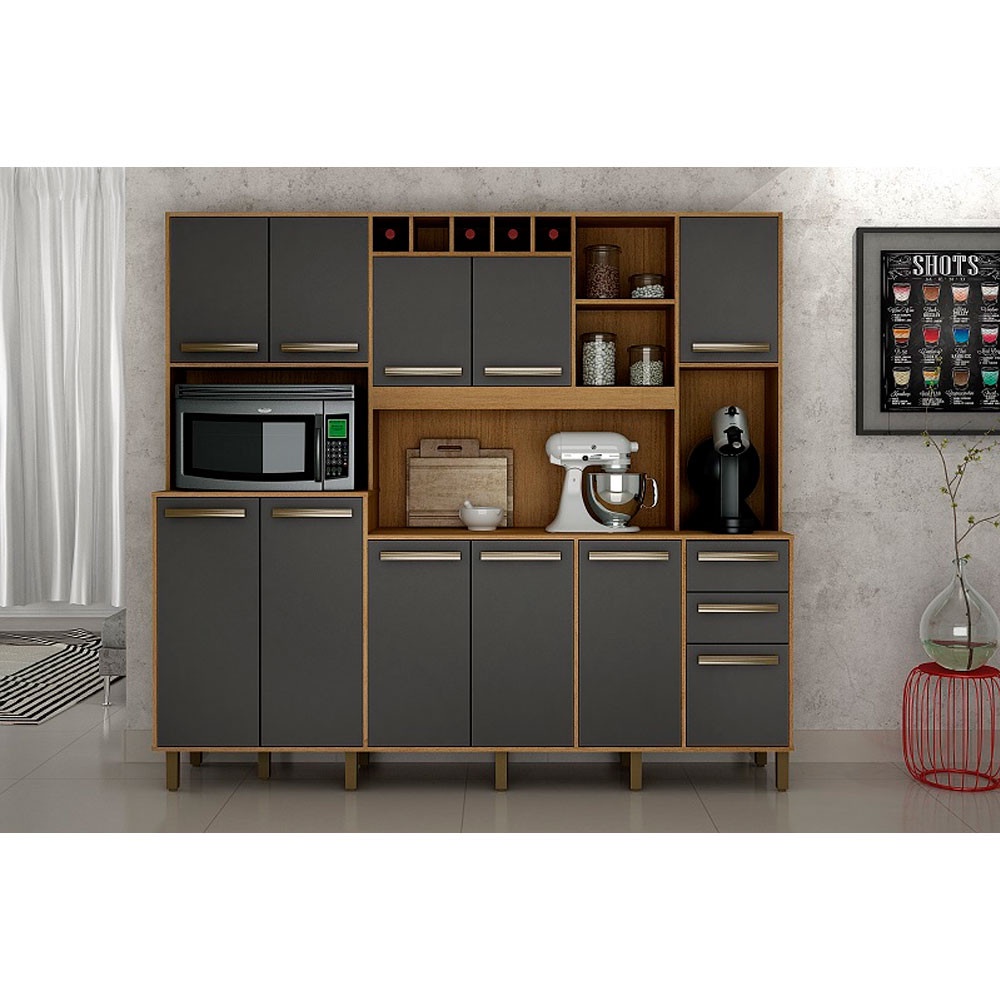 Armário de Cozinha Petra 11 Portas e 02 Gavetas Valdemóveis em Oferta na Shopee