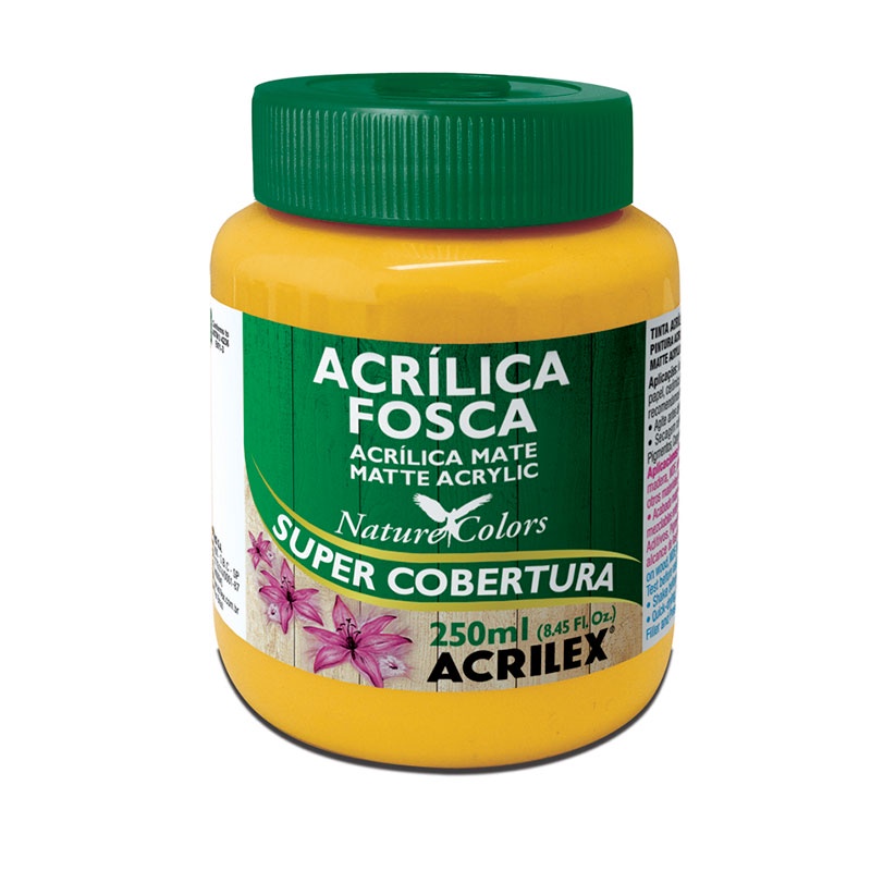 Tinta acrílica fosca Amarelo Ouro 250ml 505 Acrilex em Oferta na Shopee