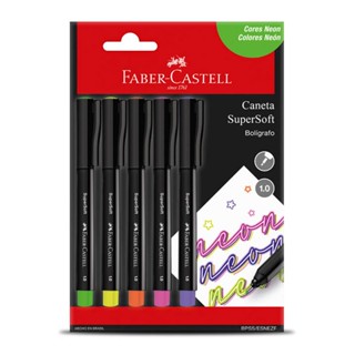 Caneta hidrográfica Supersoft Pen 1.0mm Neon com 5 unidades BPSS/ESNEZF Faber-Castell