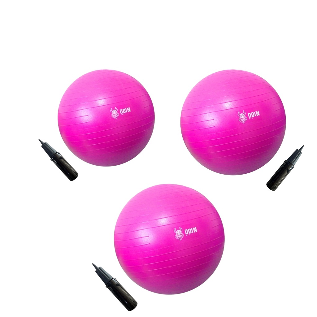 Kit Bola de Ginástica Suíça Pilates 55 65 75cm ROSA Odin Fit em Oferta na Shopee