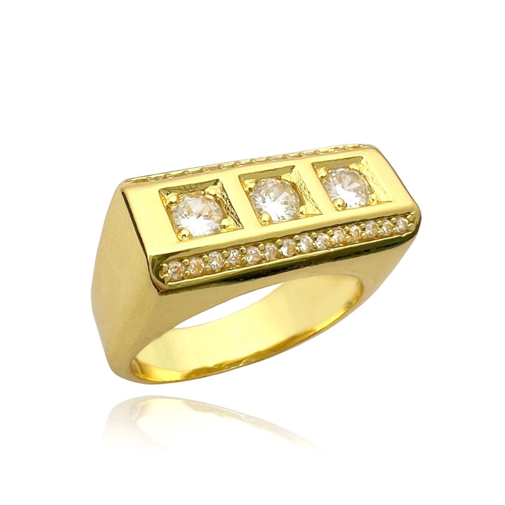 Dedeira Masculina Cravejada com Zircônia Banhado a Ouro