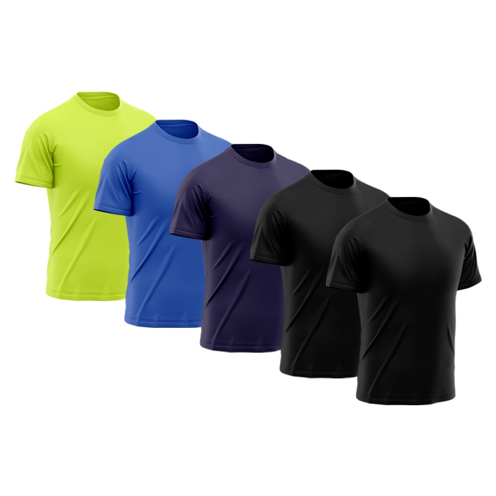 Kit 5 Camisetas Masculina Manga Curta Good Look Dry Fit Proteção Solar UV Fitness Academia Treino Camisa Confortável