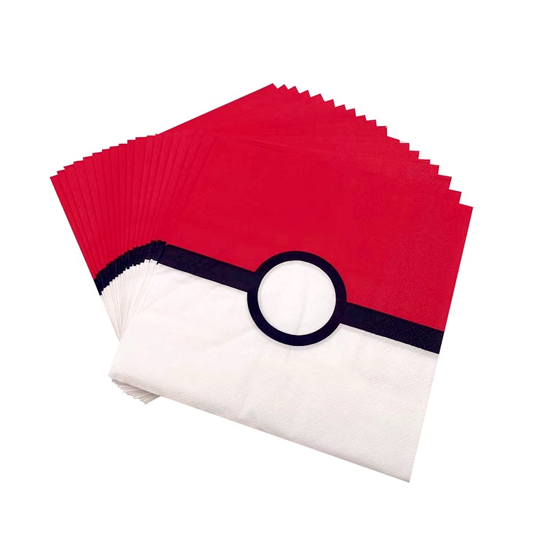 20pcs Pokemon Go Pokeball Papel De Guardanapo Tissues Party For Kids Birthday Decor em Oferta na Shopee