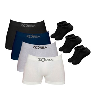 Kit 10 Cuecas Boxer Algodão + 6 Pares de Meias M3 C Curto