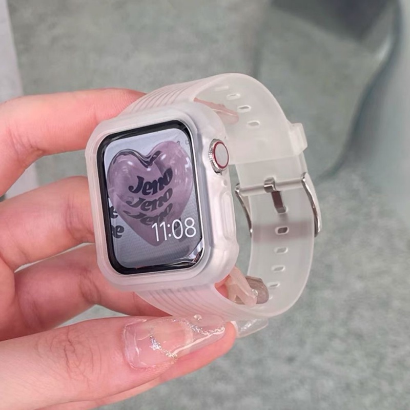 Bracelete Transparente + Caixa Para Relógio Apple 44mm 45mm 40mm 41mm 38mm 42mm 49mm Glaciar Fosco iwatch Série 9 8 7 6 SE 5 4 3 Ultra 2