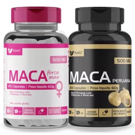 Kit Maca Peruana 120 caps + Maca Rosa 120 caps 500mg Muwiz