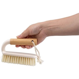 Escova de Limpeza Multiuso Off White Branco e Cabo de Bambu